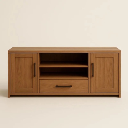 Meuble TV chêne avec portes, tiroir et étagères 120x40x50 cm