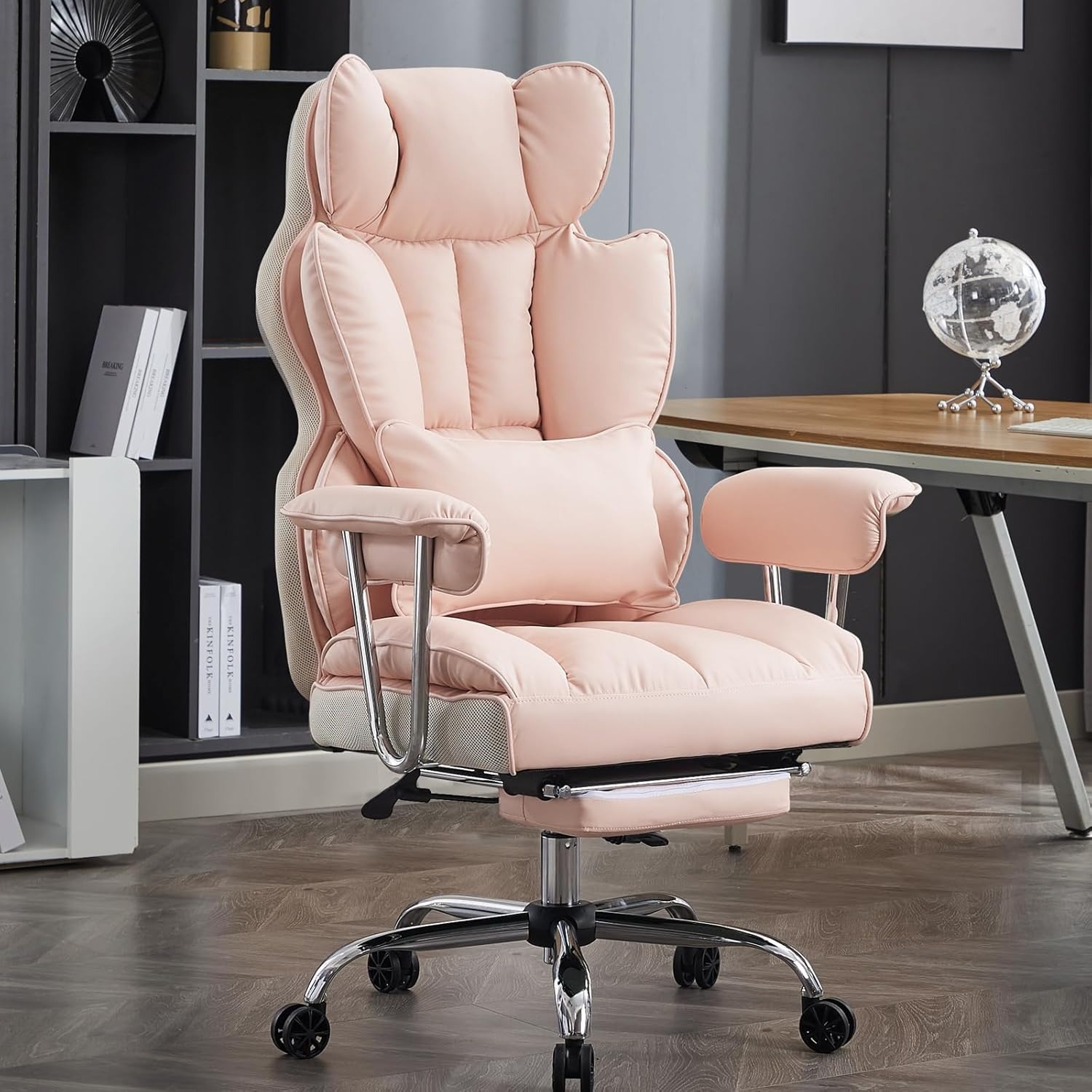 🔥Warehouse Clearance✨💺PU Leather Computer Chair, Executive Office Chair with Leg Rest and Lumbar Support🪑
