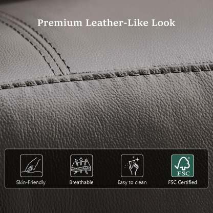 Transitional Leather Match Recliner Chair with Sculpted Padded Arms & Welt Trim