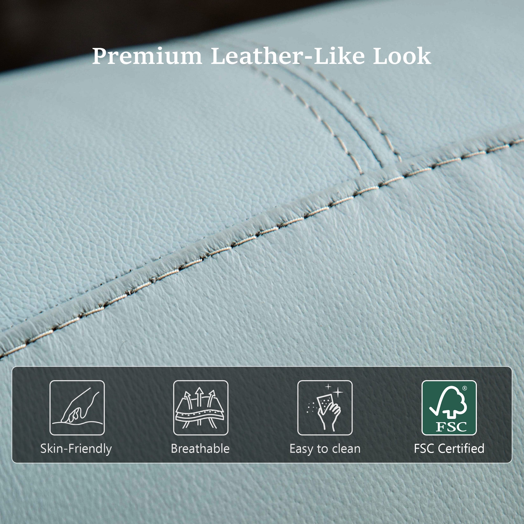 Transitional Leather Match Recliner Chair with Sculpted Padded Arms & Welt Trim