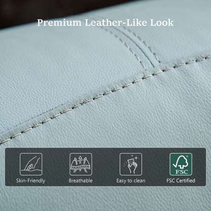 Transitional Leather Match Recliner Chair with Sculpted Padded Arms & Welt Trim