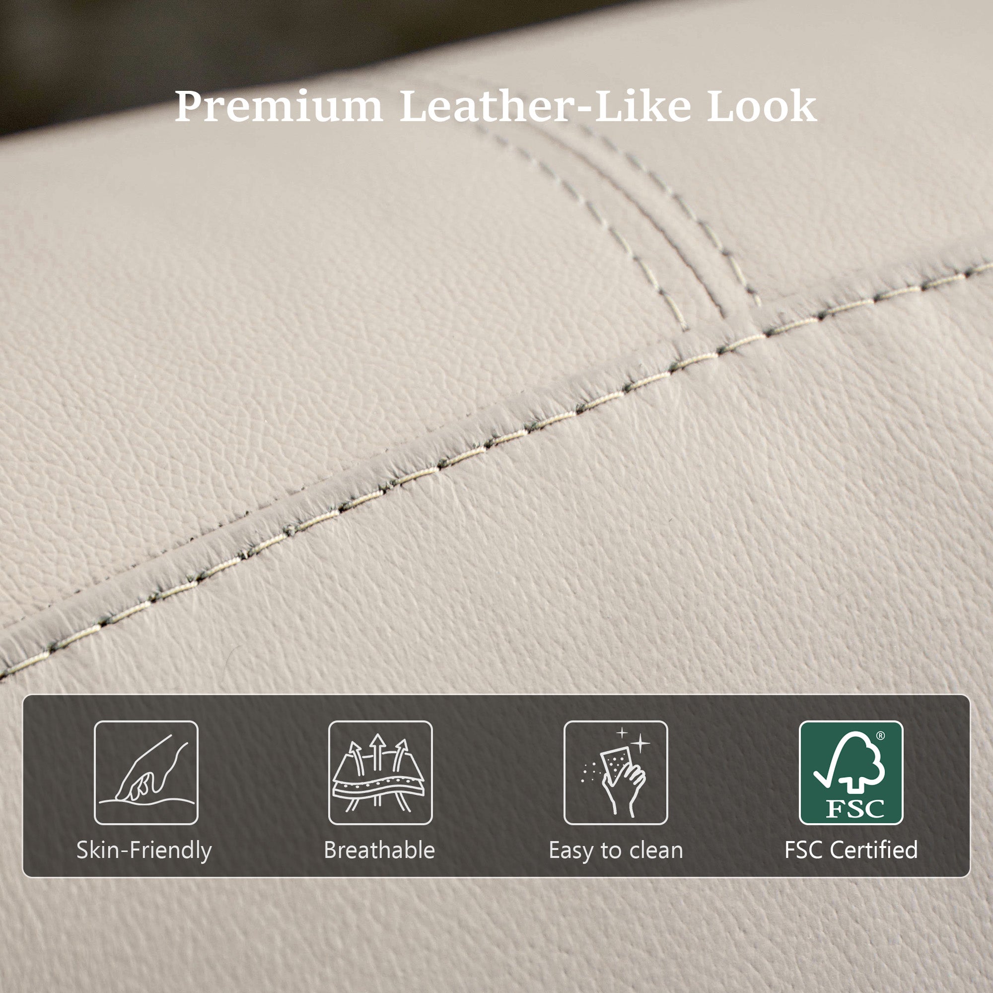 Transitional Leather Match Recliner Chair with Sculpted Padded Arms & Welt Trim