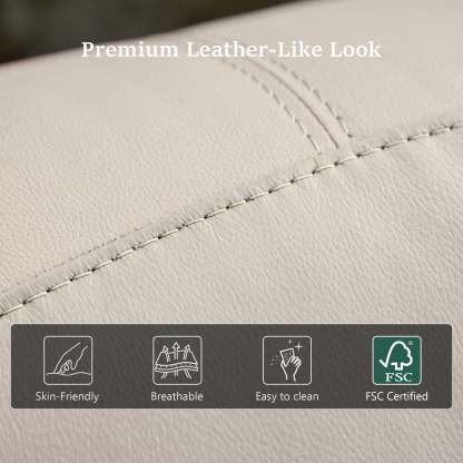 Transitional Leather Match Recliner Chair with Sculpted Padded Arms & Welt Trim