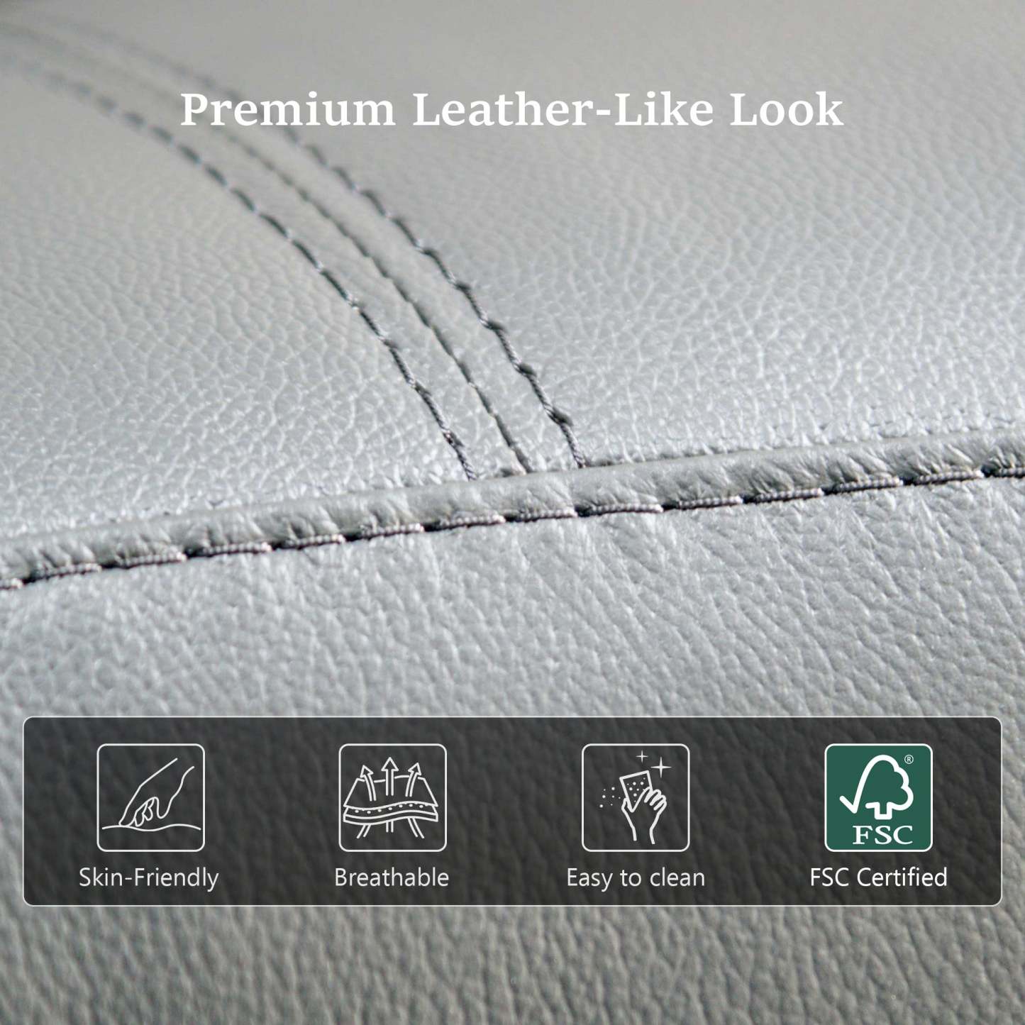 Transitional Leather Match Recliner Chair with Sculpted Padded Arms & Welt Trim