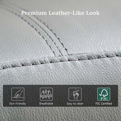 Transitional Leather Match Recliner Chair with Sculpted Padded Arms & Welt Trim