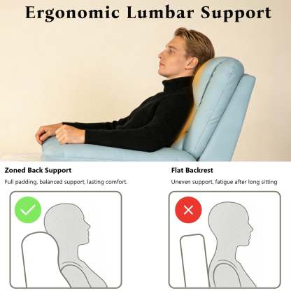 Transitional Leather Match Recliner Chair with Sculpted Padded Arms & Welt Trim