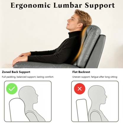 Transitional Leather Match Recliner Chair with Sculpted Padded Arms & Welt Trim