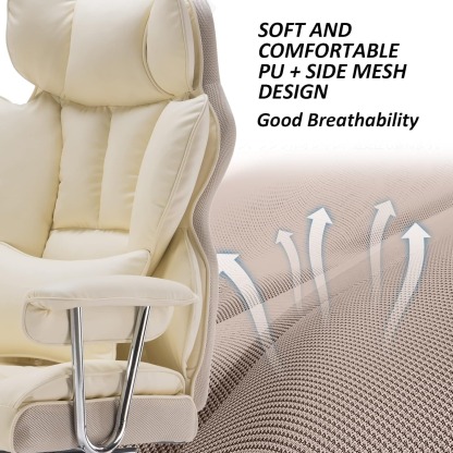🔥Warehouse Clearance✨💺PU Leather Computer Chair, Executive Office Chair with Leg Rest and Lumbar Support🪑