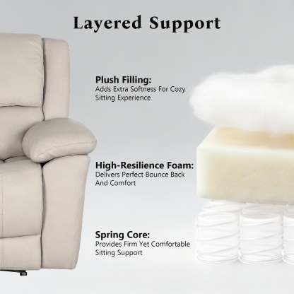 Transitional Leather Match Recliner Chair with Sculpted Padded Arms & Welt Trim