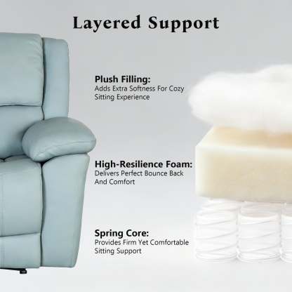 Transitional Leather Match Recliner Chair with Sculpted Padded Arms & Welt Trim