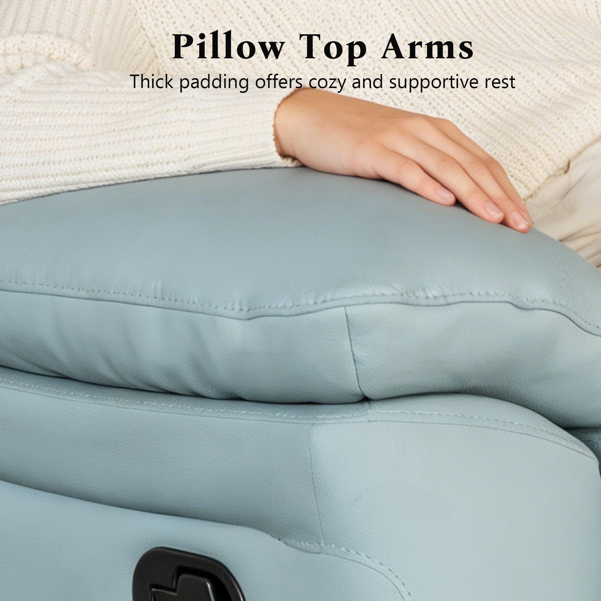 Transitional Leather Match Recliner Chair with Sculpted Padded Arms & Welt Trim