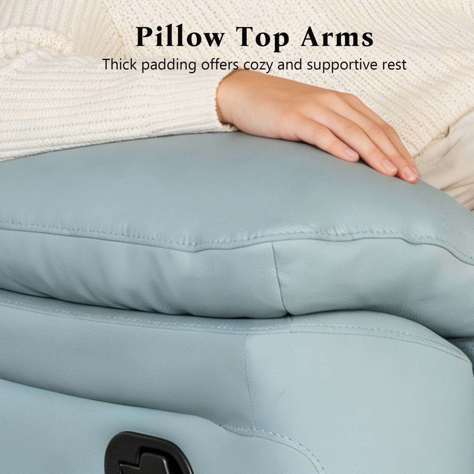 Transitional Leather Match Recliner Chair with Sculpted Padded Arms & Welt Trim