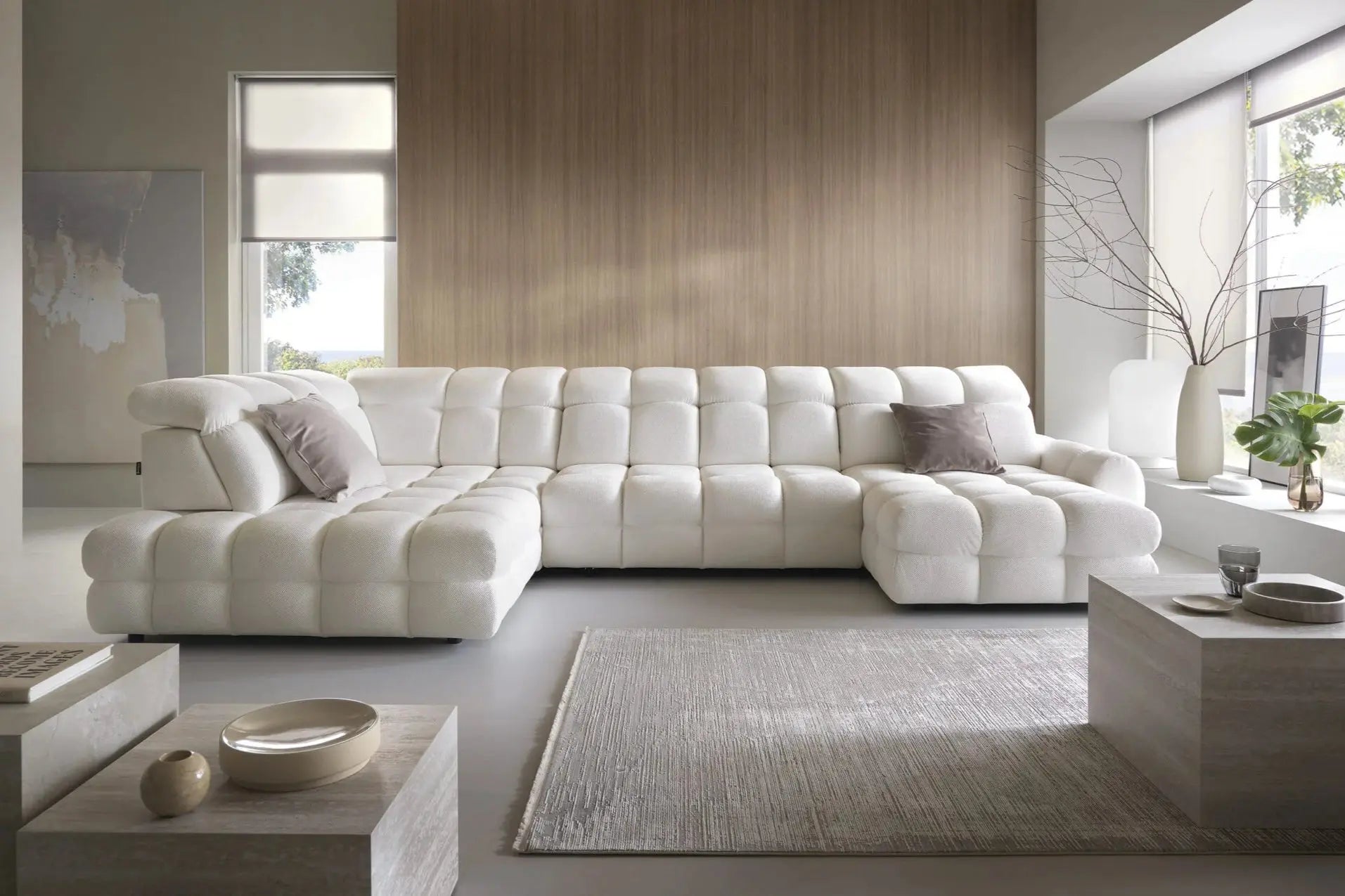 Canapé Panoramique Convertible Électrique VOLTERRA XL - 400 x 217 x 171 cm