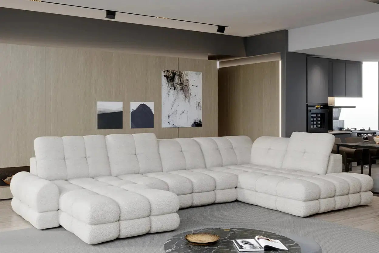 Canapé Panoramique Convertible Électrique VOLTERRA XL - 400 x 217 x 171 cm