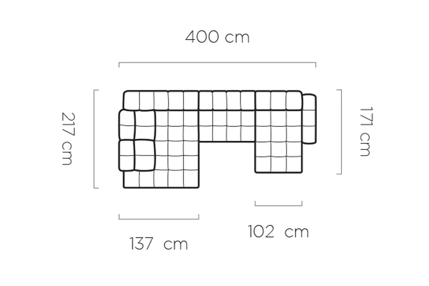 Canapé Panoramique Convertible Électrique VOLTERRA XL - 400 x 217 x 171 cm