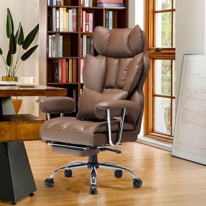 🔥Warehouse Clearance✨💺PU Leather Computer Chair, Executive Office Chair with Leg Rest and Lumbar Support🪑