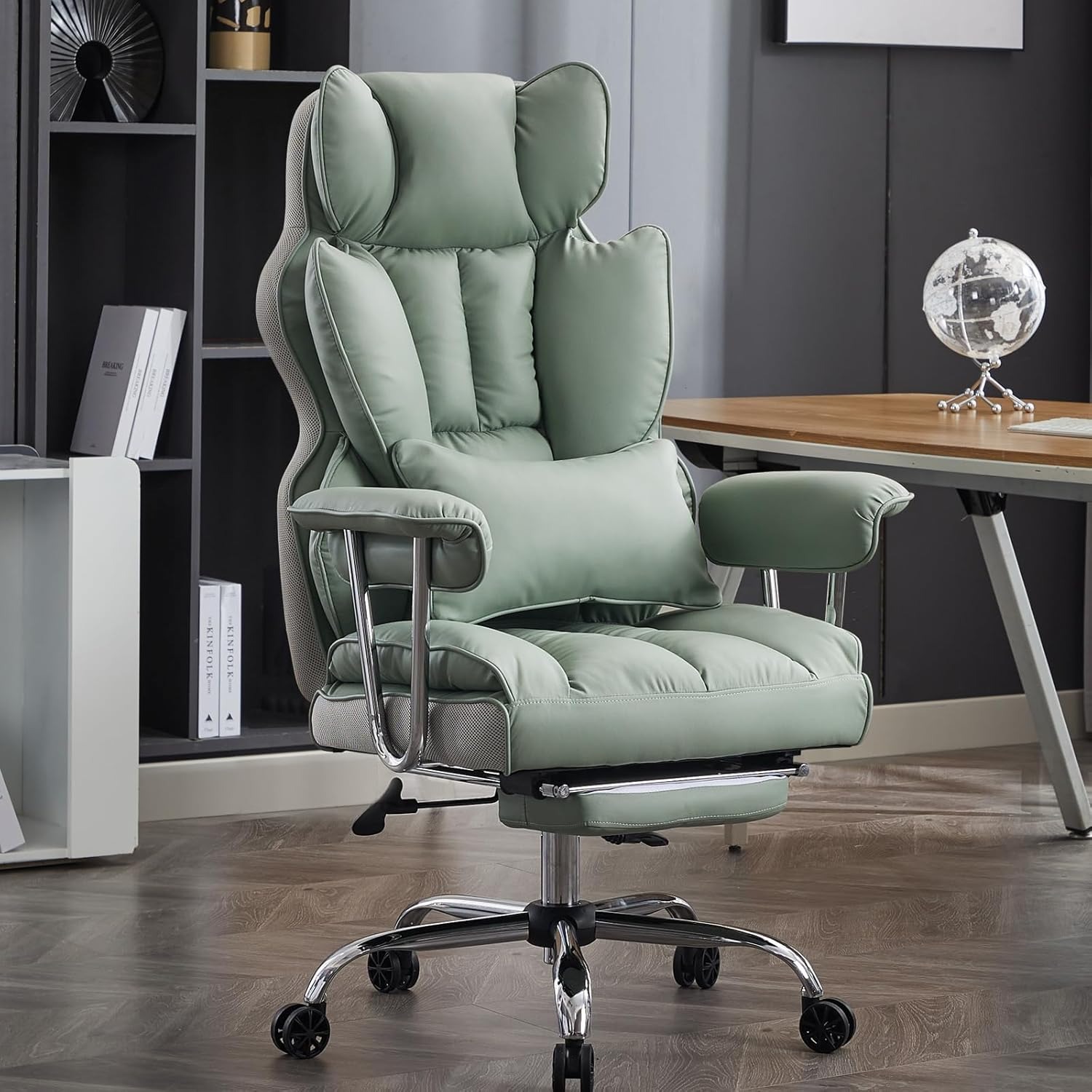 🔥Warehouse Clearance✨💺PU Leather Computer Chair, Executive Office Chair with Leg Rest and Lumbar Support🪑