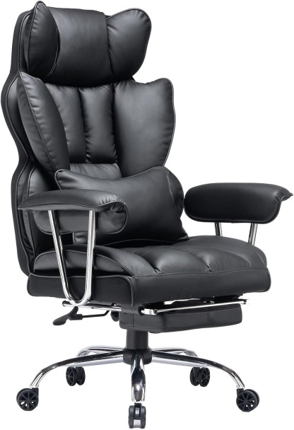 🔥Warehouse Clearance✨💺PU Leather Computer Chair, Executive Office Chair with Leg Rest and Lumbar Support🪑