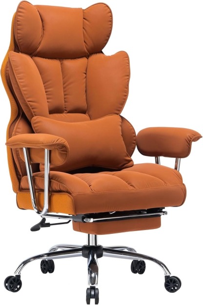 🔥Warehouse Clearance✨💺PU Leather Computer Chair, Executive Office Chair with Leg Rest and Lumbar Support🪑