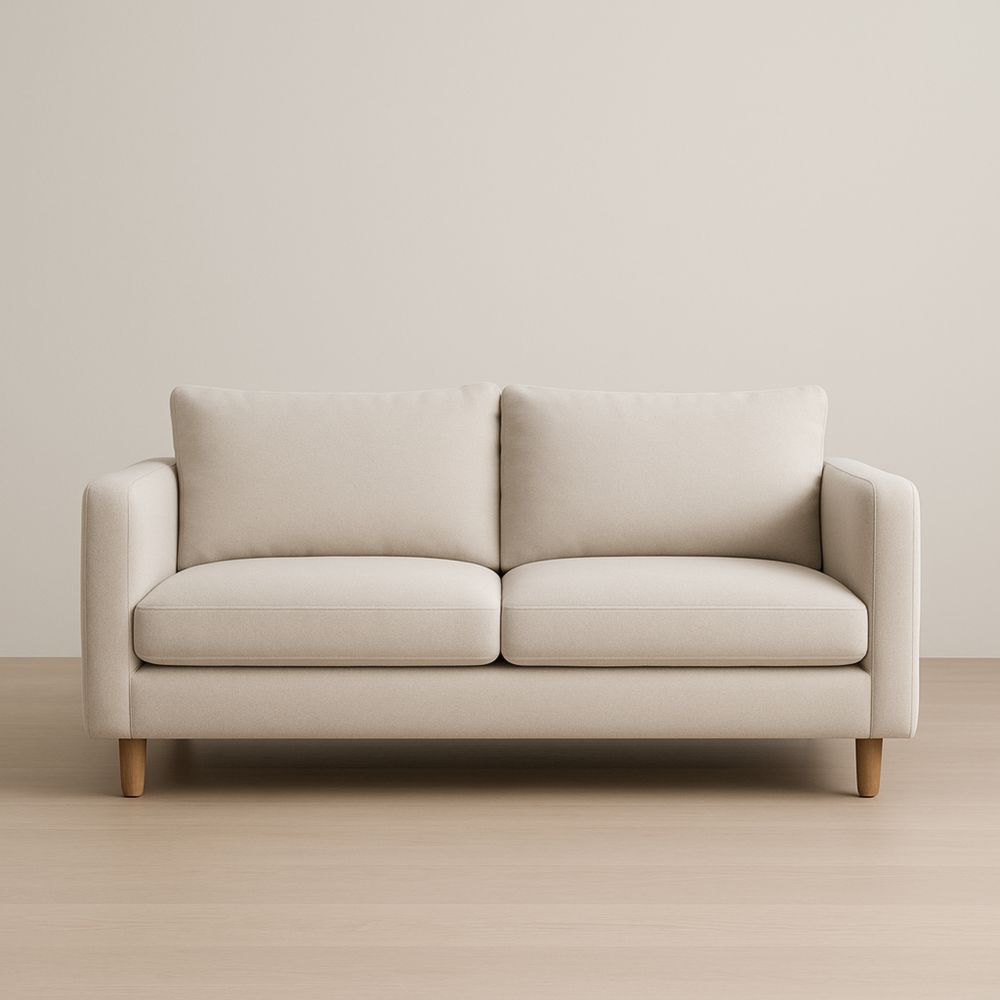 Canapé 3 places tissu polyester Beige pieds en bois