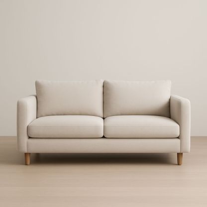 Canapé 3 places tissu polyester Beige pieds en bois