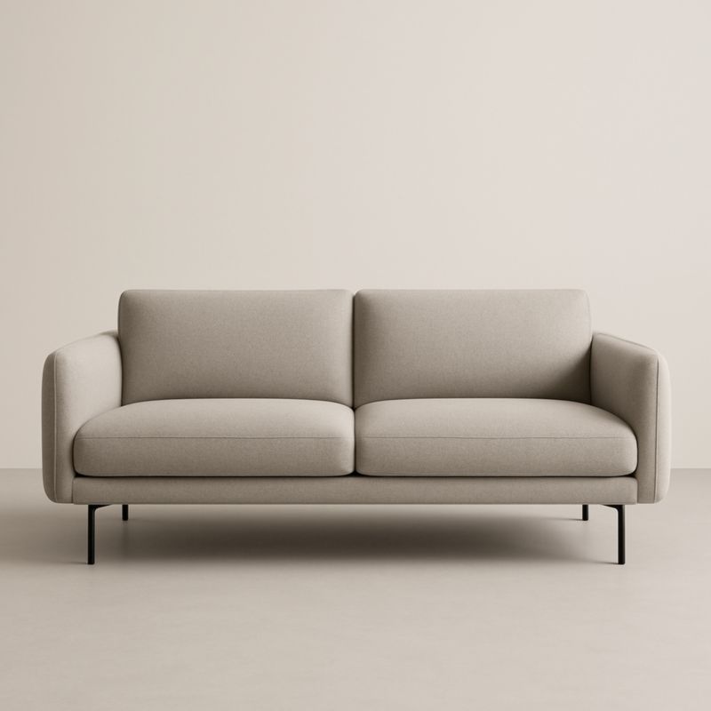 Canapé 3 places en tissu polyester beige avec pieds en métal