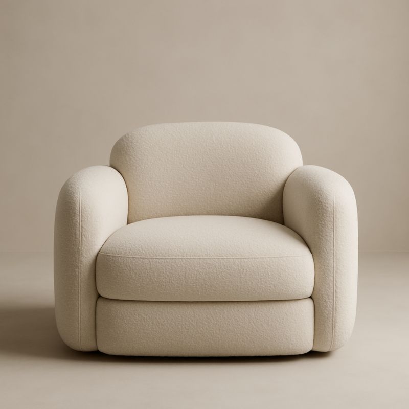 Fauteuil en tissu beige 90 cm