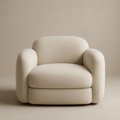 Fauteuil en tissu beige 90 cm