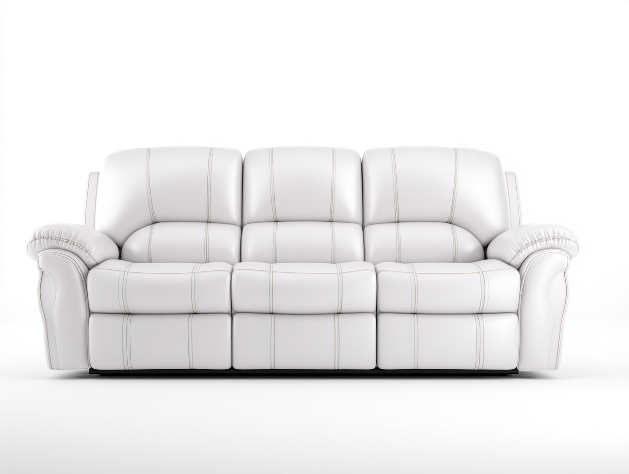 Divano 3 posti in pelle 210x96x100 cm - bianco - per soggiorno - funzione relax reclinabile