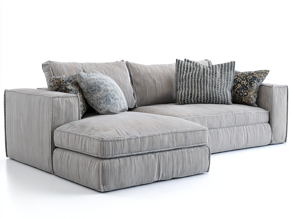 Divano angolare in tessuto 260x165x85 cm - grigio chiaro - per soggiorno - comfort quotidiano dal design moderno