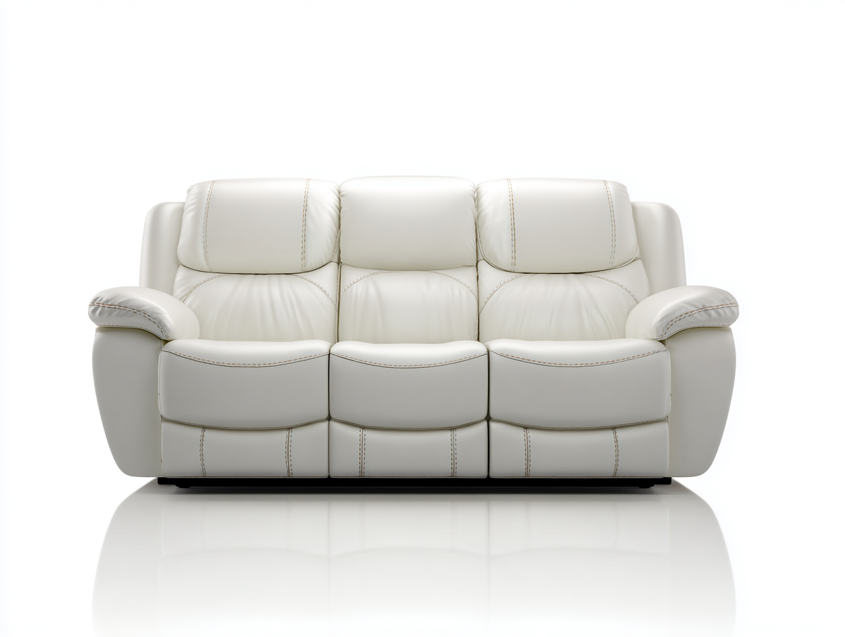 Divano 3 posti in pelle 205x95x100 cm - bianco - per soggiorno - funzione relax reclinabile