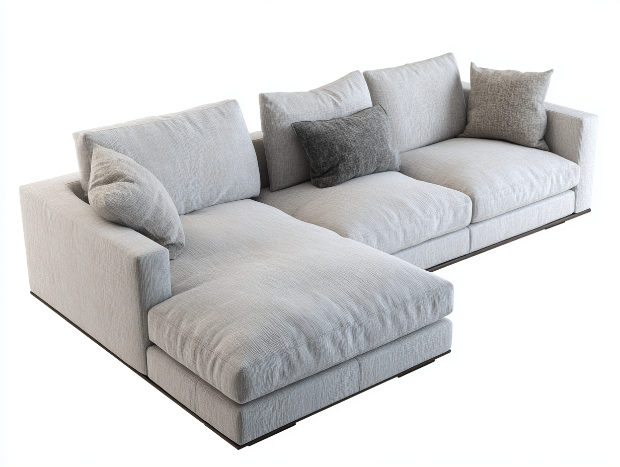 Divano angolare in tessuto 280x165x82cm - grigio chiaro - per soggiorno - stile moderno