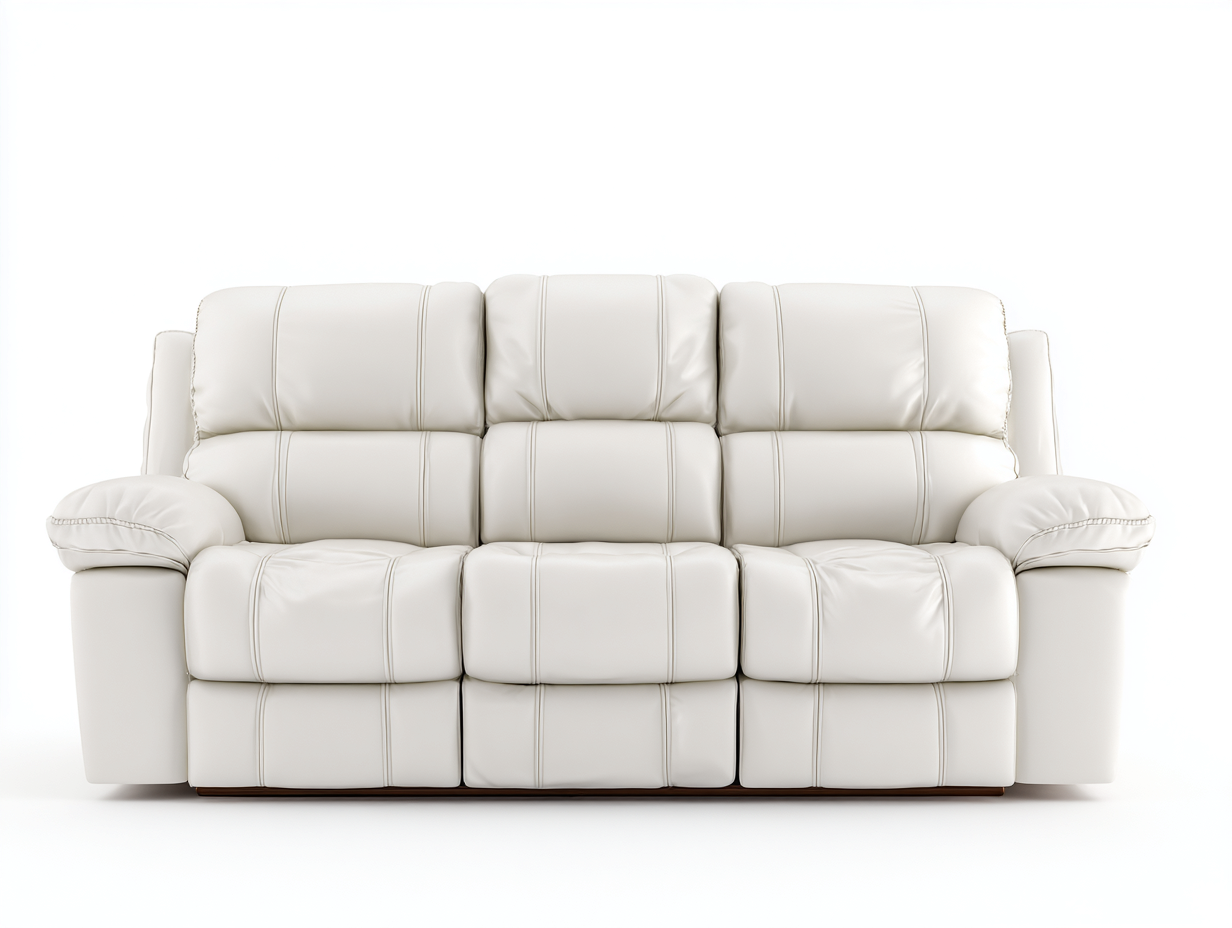 Divano 3 posti in pelle 210x95x90cm - bianco - per soggiorno - design confortevole