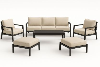 Aluminium Outdoor Furniture Set with Beige Cushions