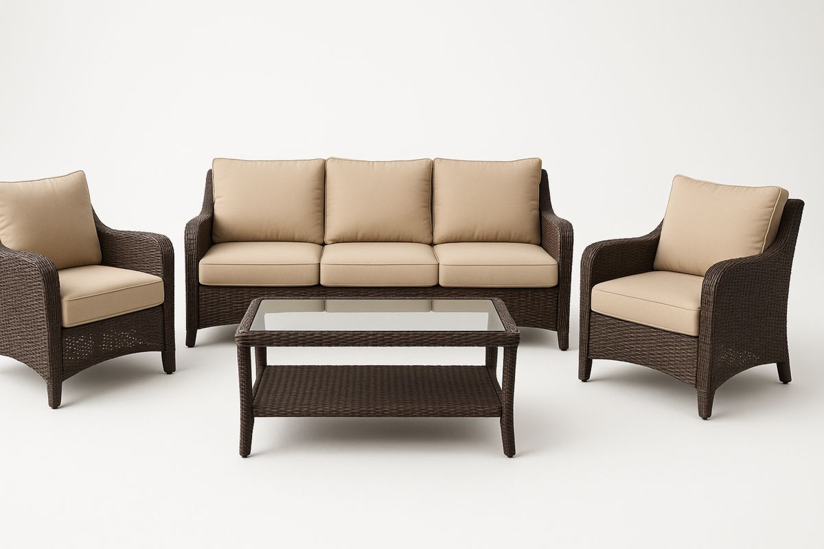 Brown Outdoor Patio Furniture Set with Sand Cushions