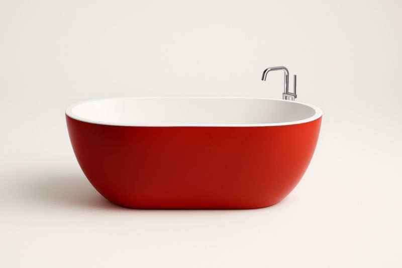 Vasca da bagno ovale in acrilico rosso e bianco 170x80x60 cm