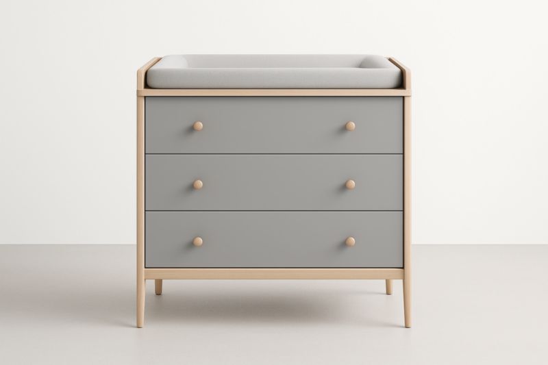 Cassettiera fasciatoio in legno e MDF grigio