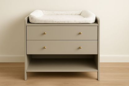 Fasciatoio con Cassetti in MDF e Tessuto Beige 84x54x89 cm