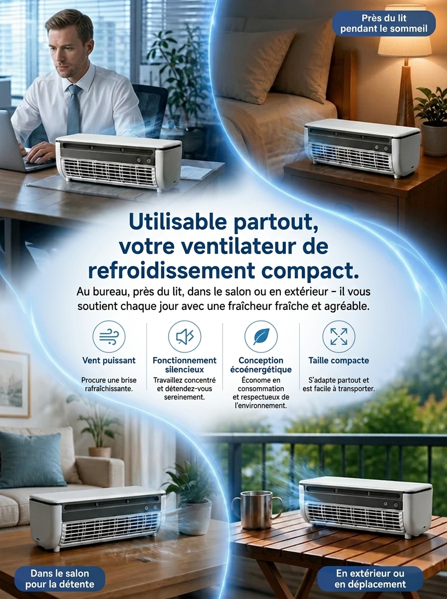 Mini ventilateur de climatisation de bureau 🧊Passez d'une chaleur étouffante à une brise glacée en un instant ! 🧊