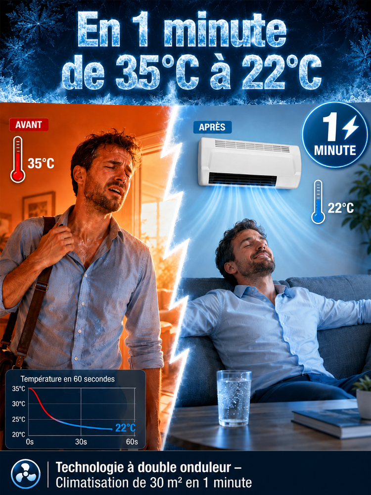 Climatiseur mural domestique 3.0 économe en énergie, chaud et froid🥵 Dites adieu aux factures d'électricité exorbitantes et à la chaleur étouffante ! 