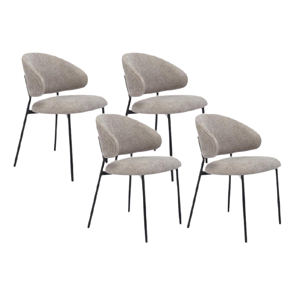 Chaise Moderne en Tissu Beige avec Accoudoirs et Pieds en Métal - Lot de 4-heavens-door.onLine