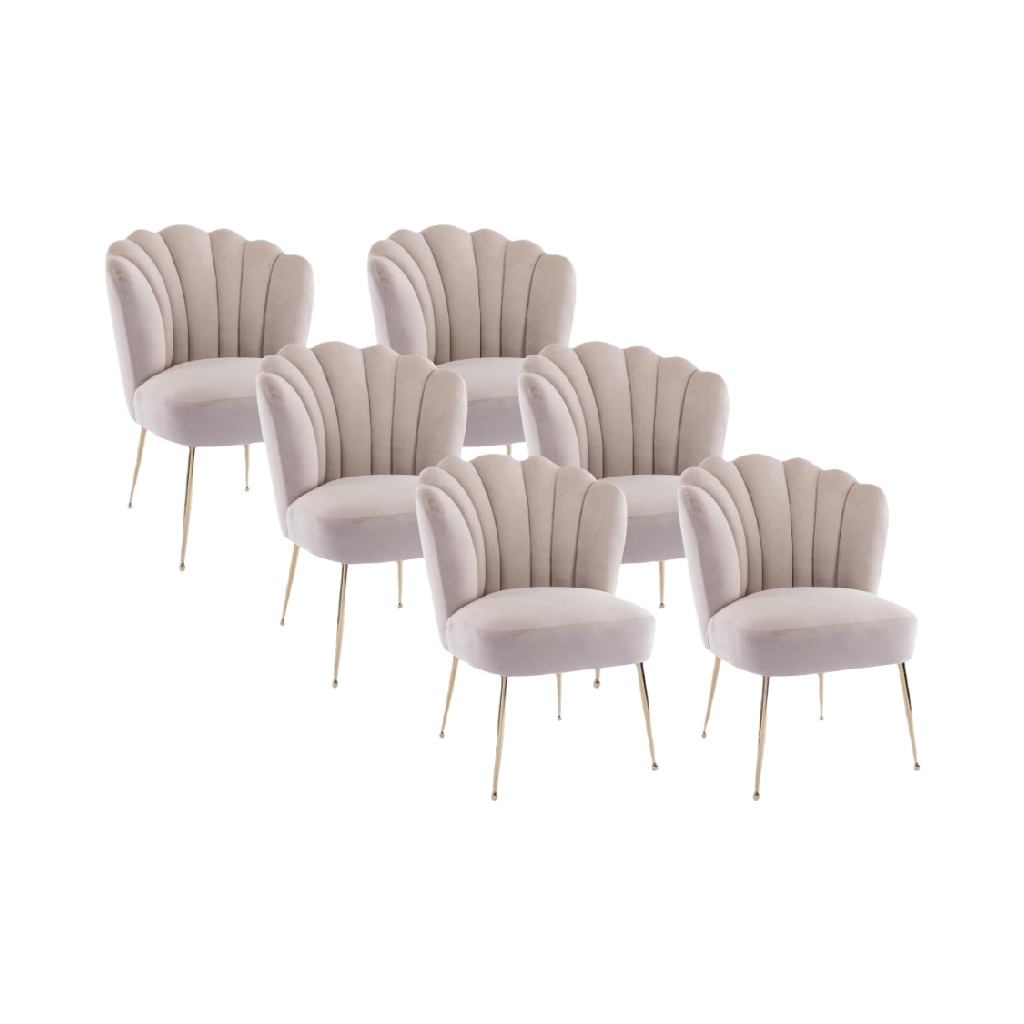 Chaises de salle à manger en tissu de luxe avec jambes métalliques (ensemble de 6)-heavens-door.onLine