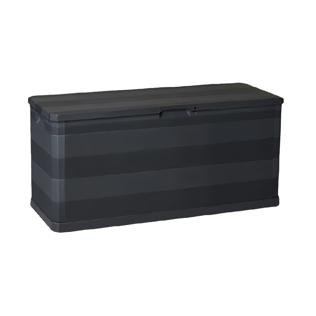 Arcón de almacenamiento exterior de plástico con tapa abatible, color antracita-jessehenry.shop