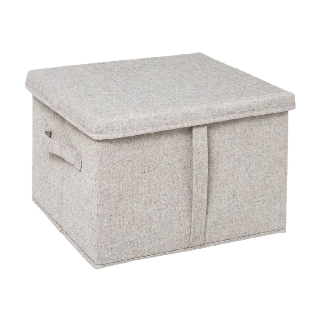 Caja de almacenamiento plegable de tela con tapa y asas laterales-jessehenry.shop