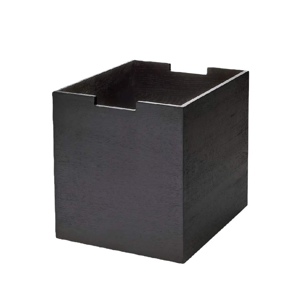 Caja organizadora de madera negra sin tapa con abertura frontal-jessehenry.shop