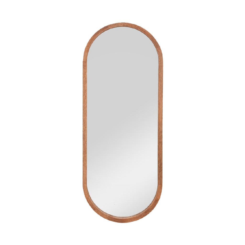 Oval Wooden Wall Mirror, Vertical Elongated Shape-jessehenry.shop