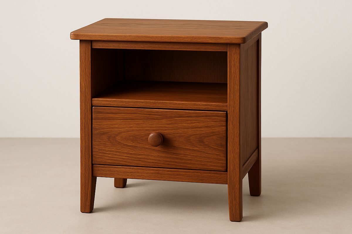 Wood Bedside Table with Single Drawer and Open Shelf 40x30x50cm Brown-Juterootsy