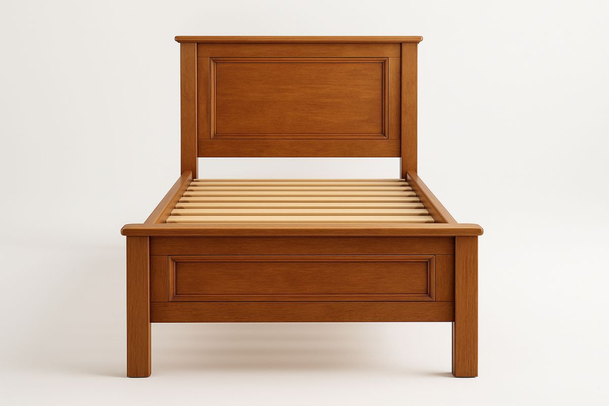 Single Bed Wooden Frame with Headboard-Juterootsy