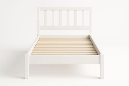 White Wooden Single Bed Frame Slatted 200cm x 100cm-Juterootsy