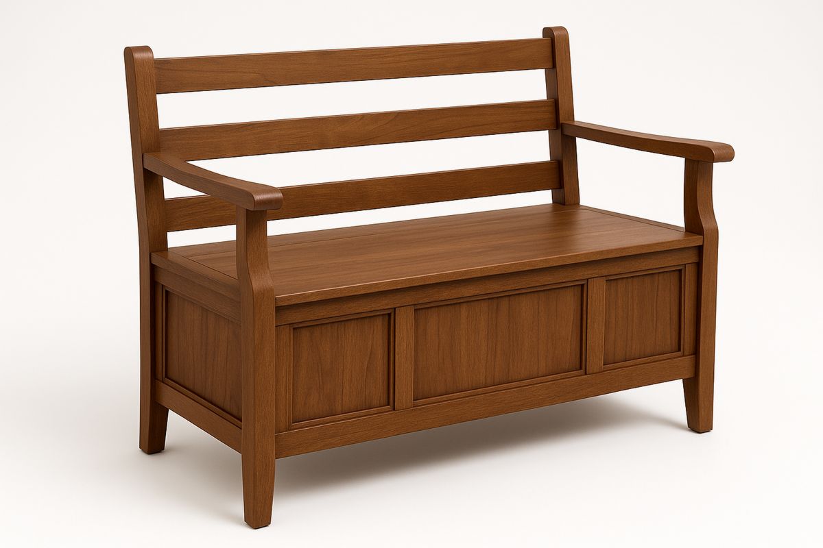 Solid Wood Storage Bench with Backrest, Brown, 120cm-Juterootsy